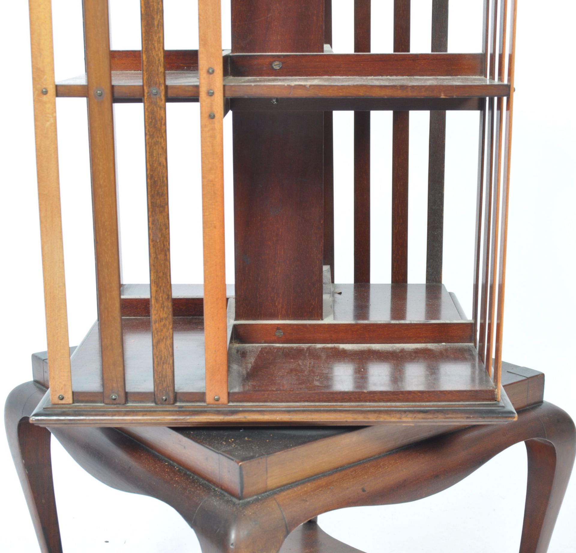 EDWARDIAN MAHOGANY REVOLVING BOOKCASE ON STAND - Image 5 of 6