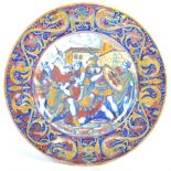 19TH CENTURY ITALIAN ANTIQUE HAND PAINTED MAIOLICA LUSTRE CHARGER