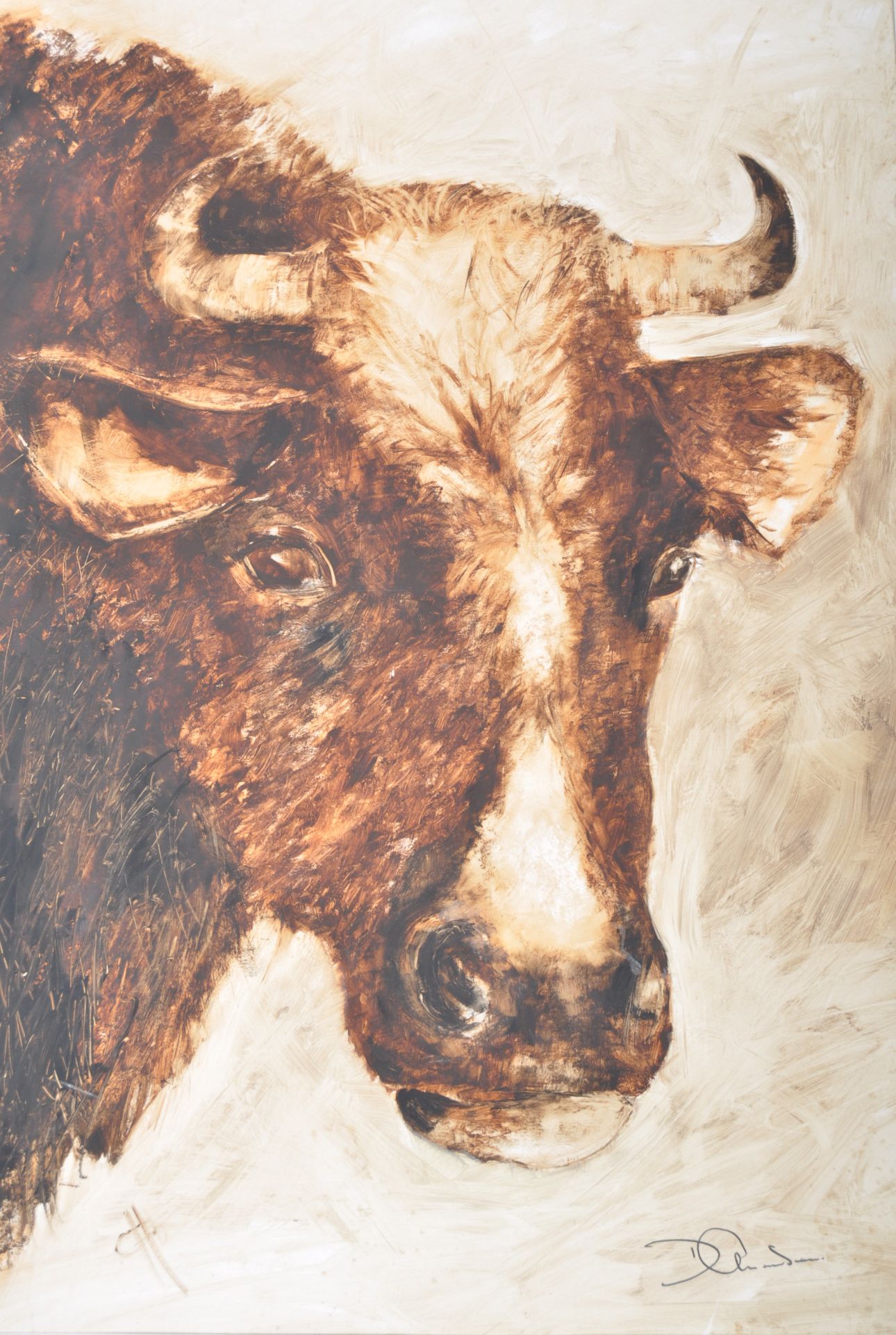 DAVID CHAMBERS - OIL ON BOARD PAINTING STUDY OF BOVINE - Bild 2 aus 4