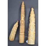 TRIBAL ANTIQUITIES - COLLECTION OF CARVED IVORY TUSKS