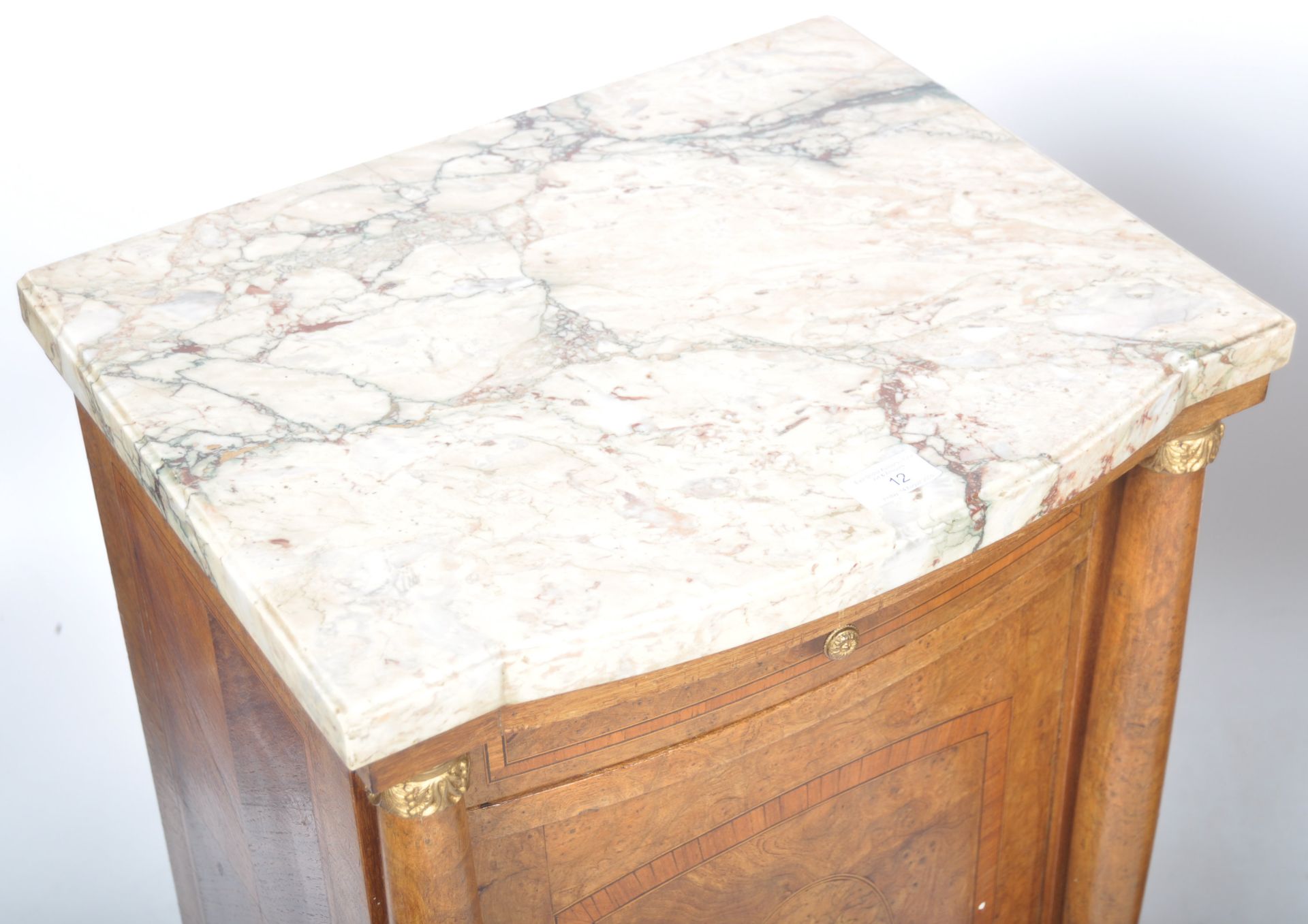 TWO 19TH CENTURY FRENCH BURR WALNUT MARBLE BEDSIDES - Bild 5 aus 9