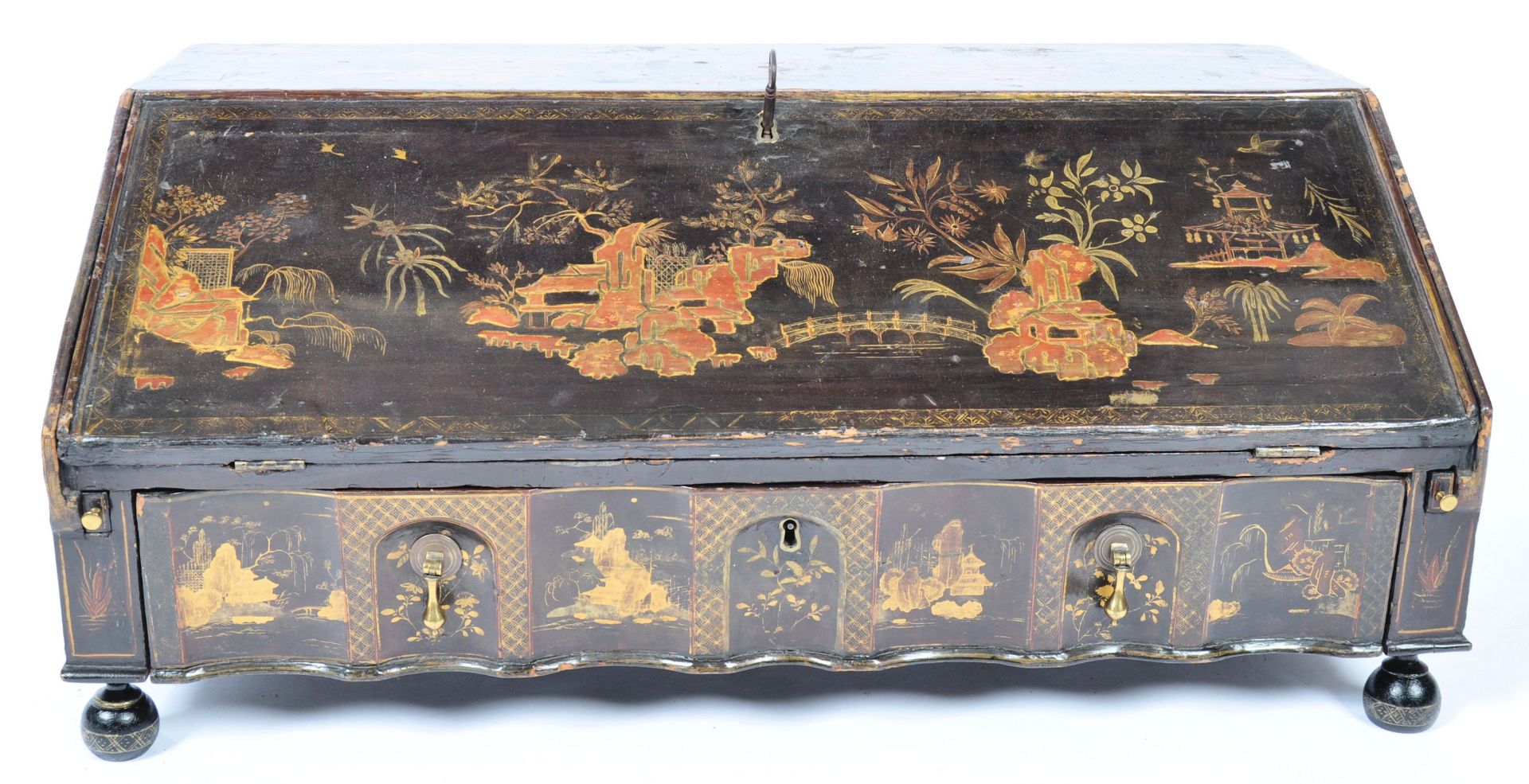 18TH CENTURY ENGLISH CHINOISERIE BLACK LACQUER TABLE BOX - Bild 4 aus 16