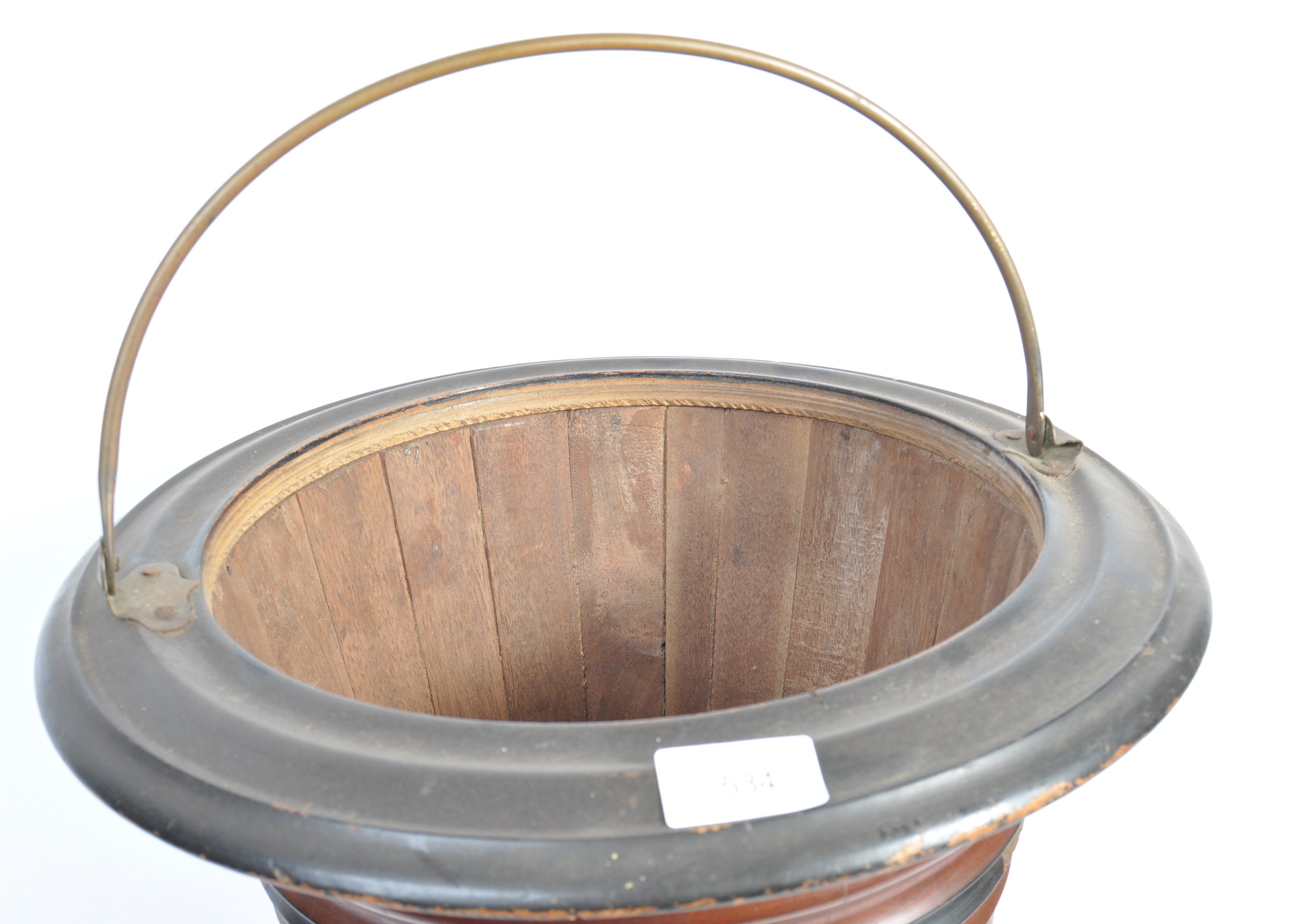 19TH CENTURY DUTCH ANTIQUE OAK WINE BUCKET WITH STAND - Image 2 of 4