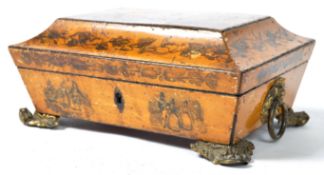 EARLY 19TH CENTURY GEORGIAN PENWORK DECORATED BOX