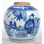 19TH CENTURY CHINESE ANTIQUE PORCELAIN BLUE AND WHITE JAR