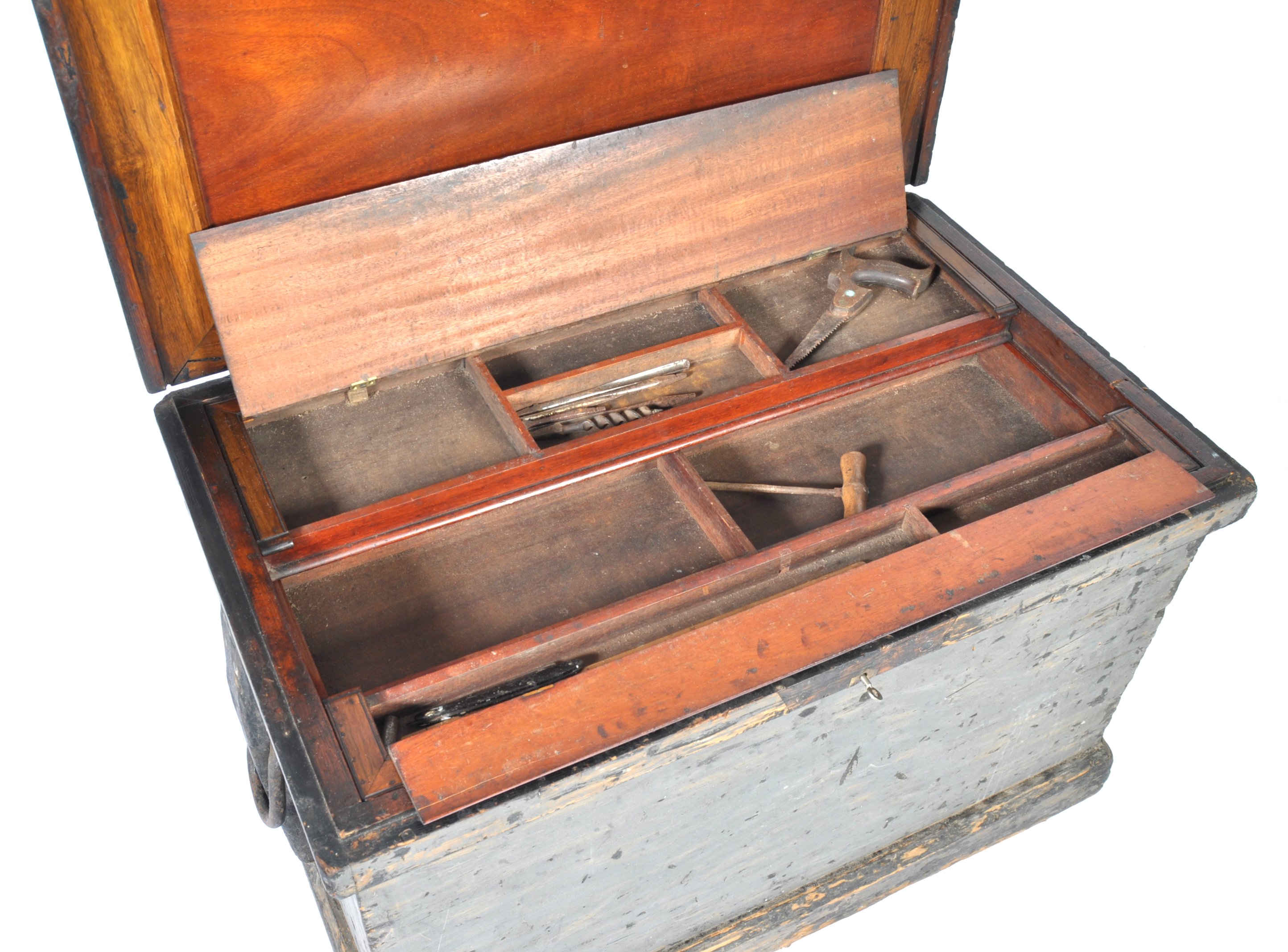 IMPRESSIVE 19TH CENTURY CARPENTERS CHEST BOX - Image 6 of 7