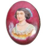 PORCELAIN PORTRAIT MINIATURE OF MARIE DE ROHAN (1600-1679)