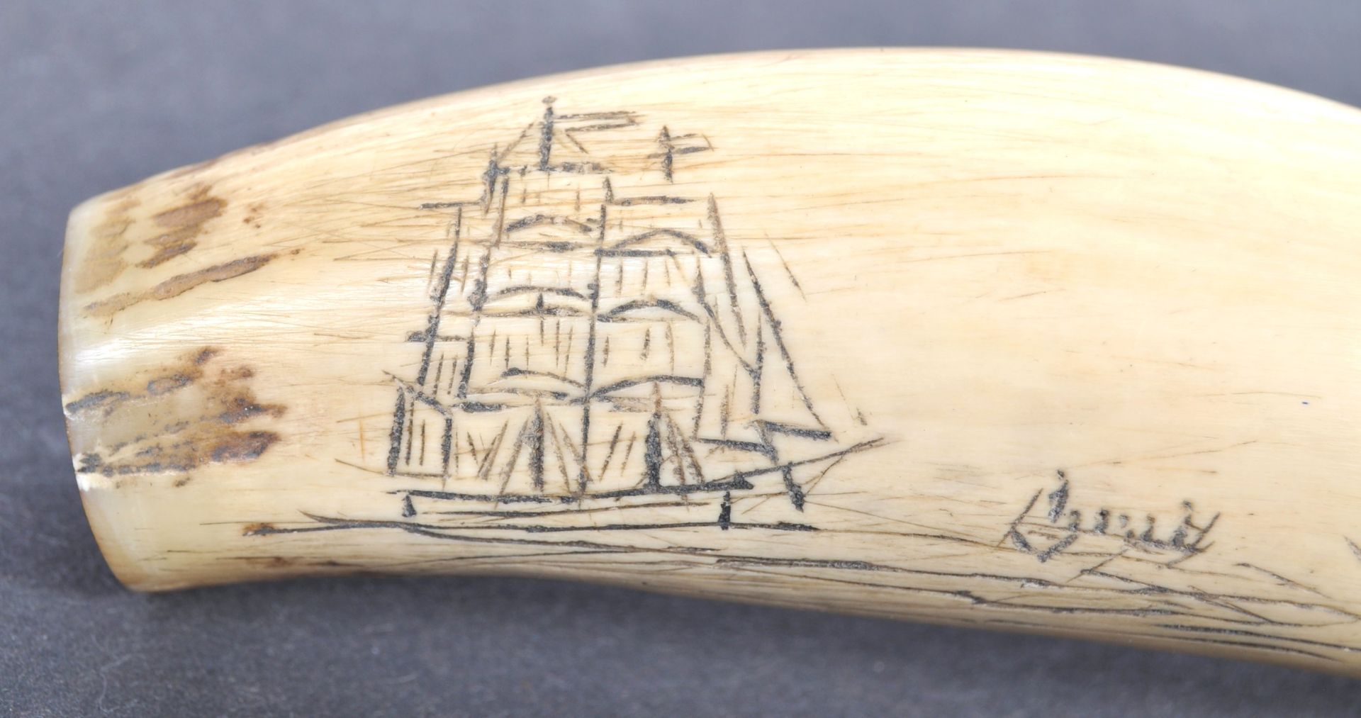 RARE 19TH CENTURY WHALE TOOTH SCRIMSHAW EUNICE H. ADAMS - Bild 5 aus 7