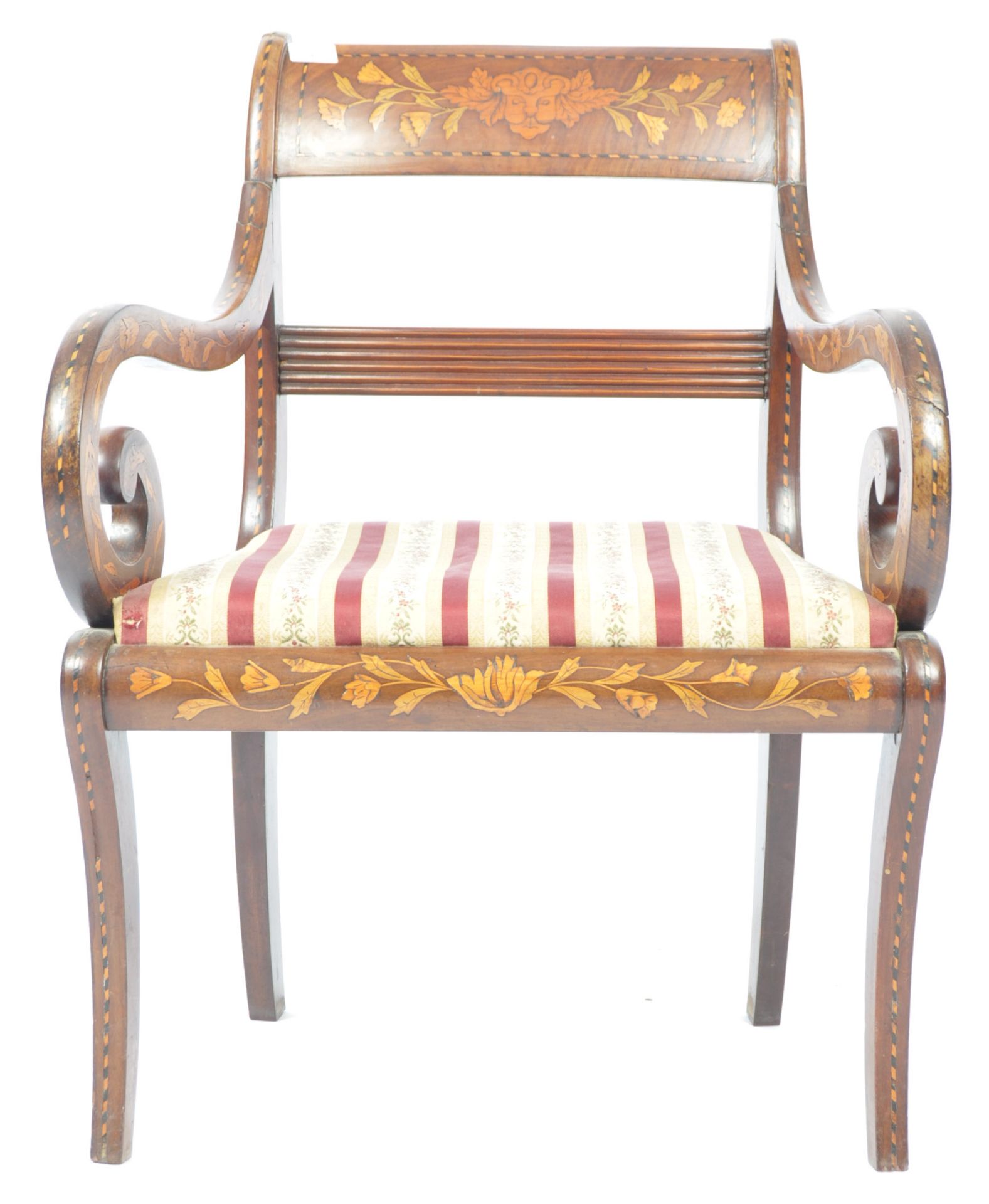 19TH CENTURY DUTCH FLORAL MARQUETRY ARM CHAIR - Image 3 of 15