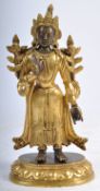 19TH CENTURY CHINESE BRONZE ORMOLU BUDDHA DEITY