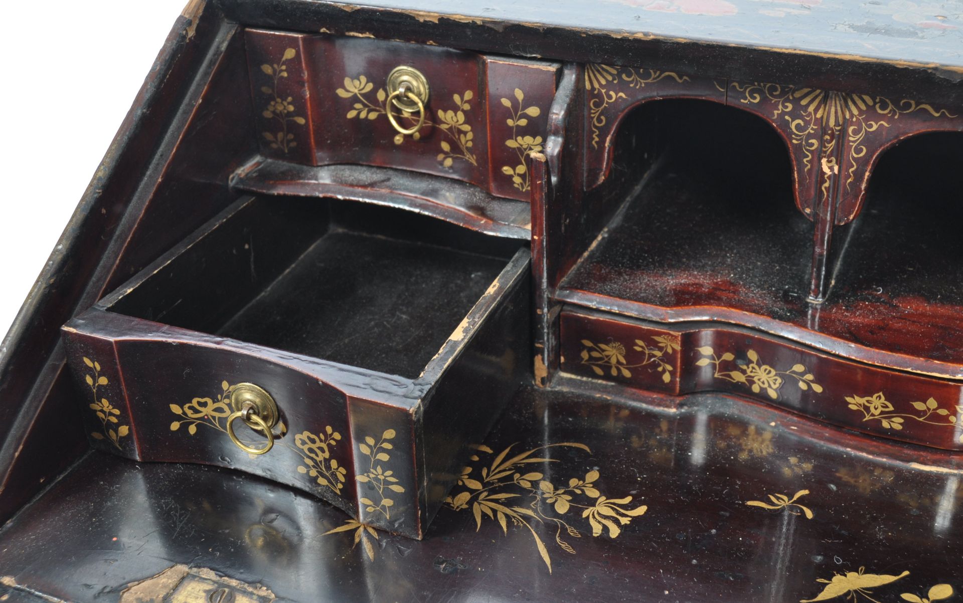 18TH CENTURY ENGLISH CHINOISERIE BLACK LACQUER TABLE BOX - Bild 7 aus 16