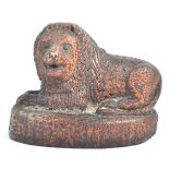 CHARMING 19TH CENTURY VICTORIAN CARVED TREEN LION PAPERWEIGHT FIGURE