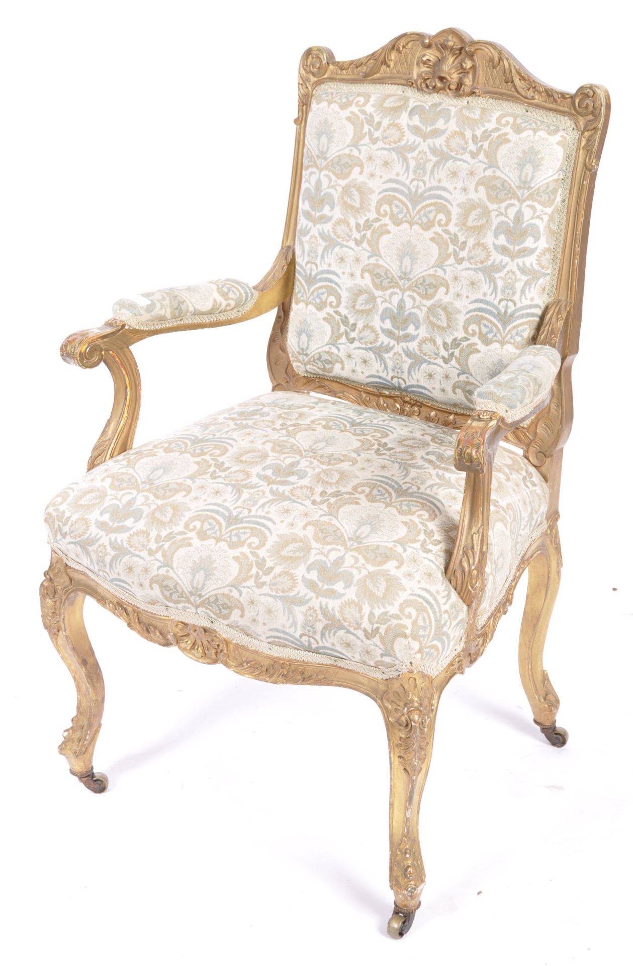 19TH CENTURY FRENCH GILTWOOD FAUTEUIL ARMCHAIR - Bild 2 aus 9