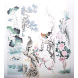 SET OF FOUR HAND PAINTED CHINESE PANELS DEPICTING THE FOUR SEASONS