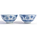 PAIR OF 19TH CENTURY CHINESE GUANGXU BLUE & WHITE BOWLS