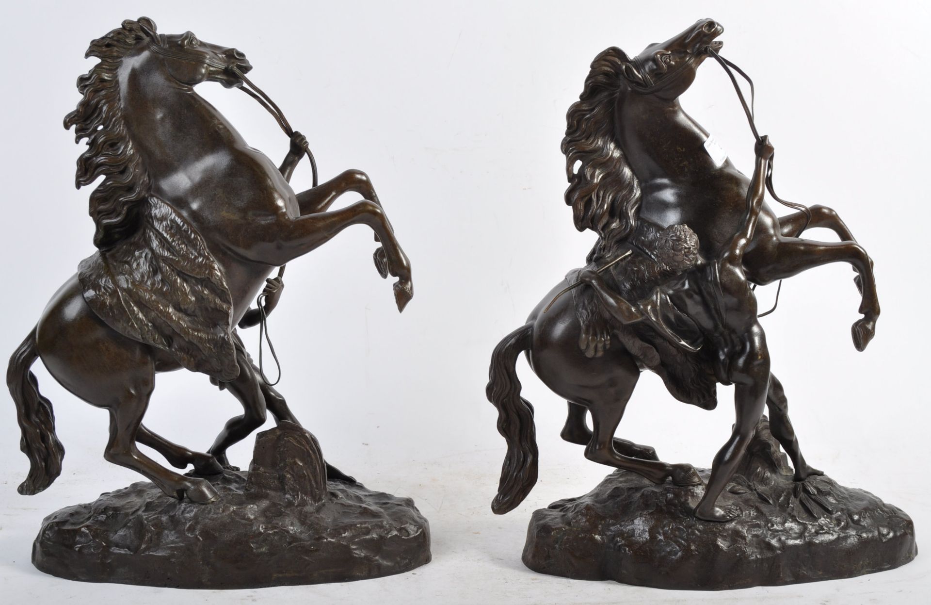 PAIR OF FRENCH ANTIQUE BRONZE MARLY HORSES AFTER COUSTOU - Image 2 of 14