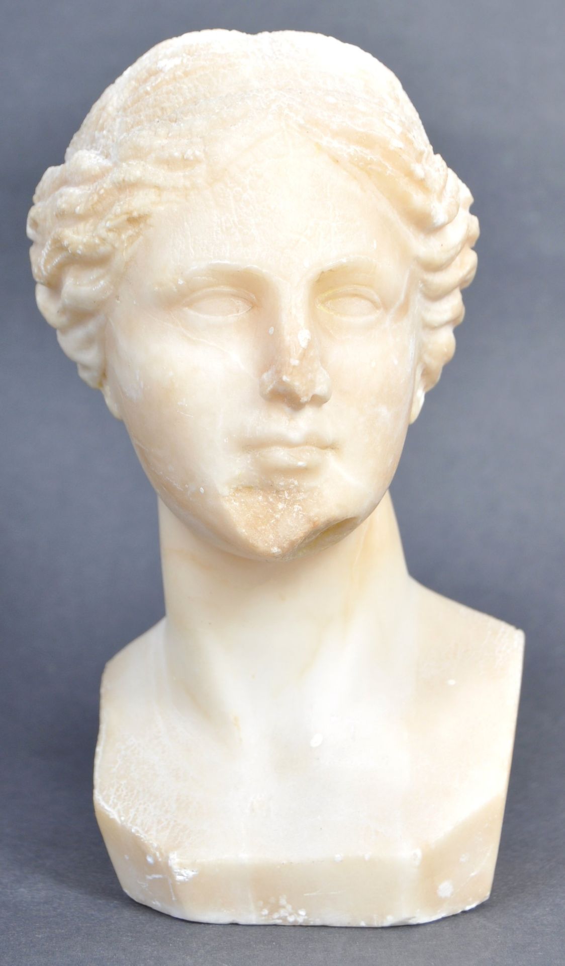 19TH CENTURY GRAND TOUR ALABASTER WHITE MARBLE HEAD