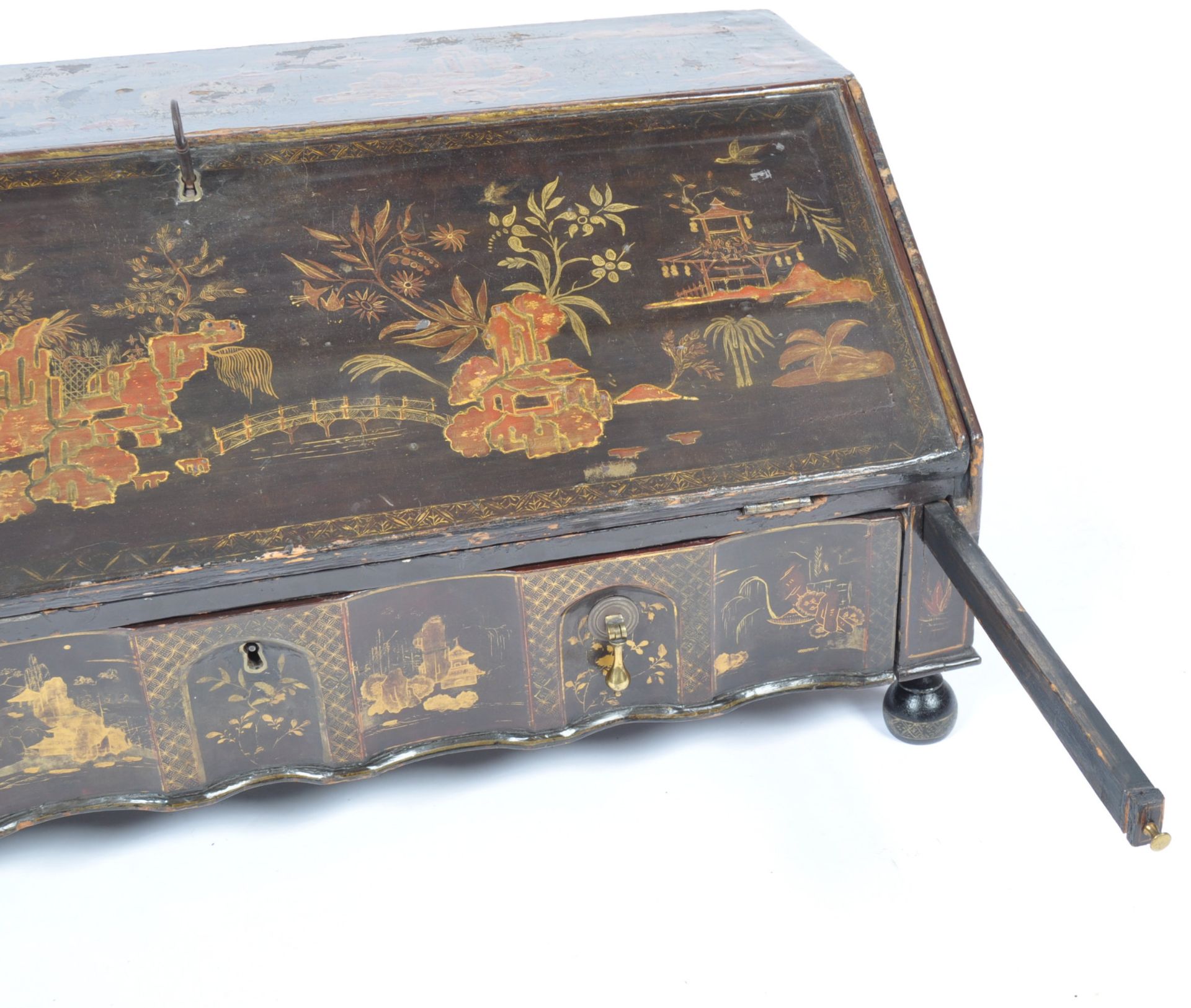 18TH CENTURY ENGLISH CHINOISERIE BLACK LACQUER TABLE BOX - Bild 5 aus 16