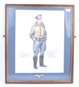 WWII GERMAN LUFTWAFFE FIGHTING ACE FRAMED PRINT &