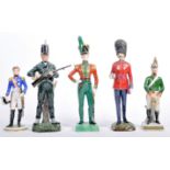 COLLECTION OF FIVE MEISSEN STYLE CERAMIC MILITARY FIGURES