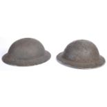 TWO ORIGINAL WWII SECOND WORLD WAR BRODIE HELMETS