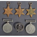 WWII SECOND WORLD WAR MEDAL GROUP & BADGE