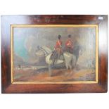 19TH CENTURY OIL ON CANVAS PAINTING OF A MILITARY CAVALRY CHARGE