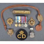 COLLECTION OF ASSORTED WWII MILITARY ITEMS - MEDALS ETC