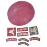 WWI AIRBORNE INTEREST - BERET & COLLECTION OF PATC