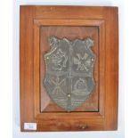 19TH CENTURY ANTIQUE ARMORIAL SHIELD IN FRAME