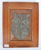 19TH CENTURY ANTIQUE ARMORIAL SHIELD IN FRAME