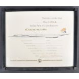 CONCORDE INTEREST - BRIAN TRUBSHAW TEST PILOT SIGNED CERTFICATE