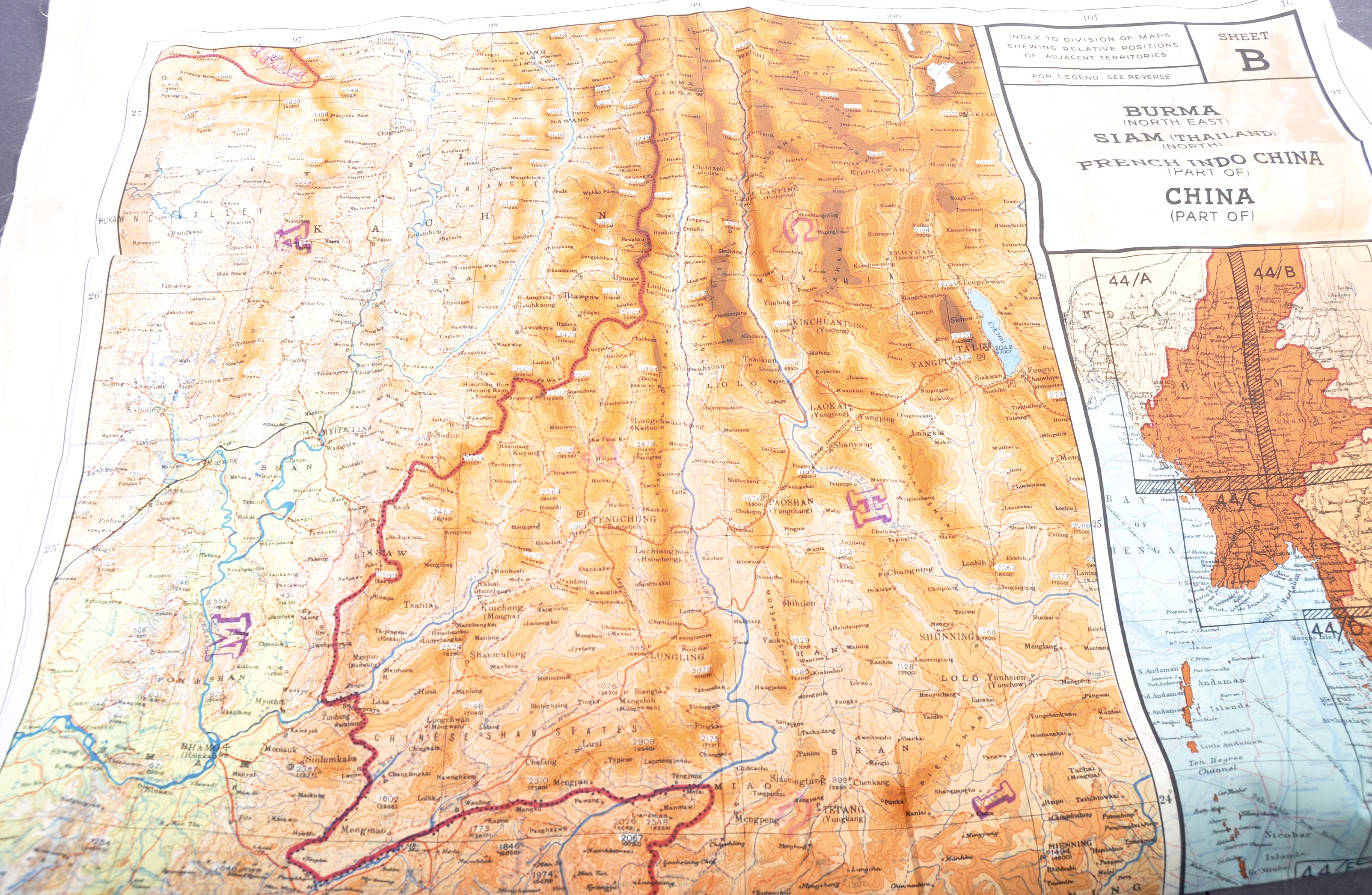 MI9 ESCAPE & EVADE - WWII SILK ESCAPE MAP OF BURMA - Image 5 of 6