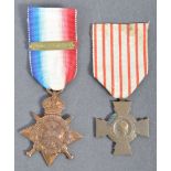 WWI FIRST WORLD WAR MEDAL PAIR - INC CROIX DU COMB