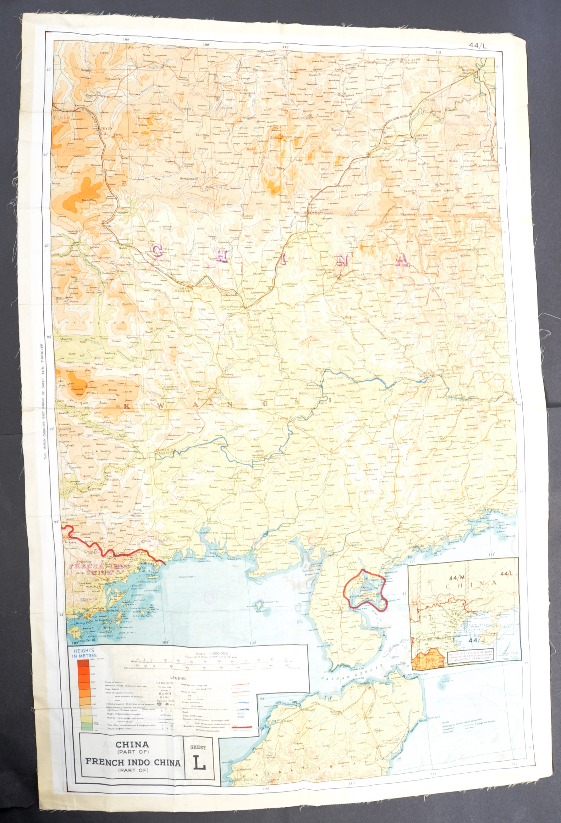 MI9 ESCAPE & EVADE - WWII SILK ESCAPE MAP OF CHINA