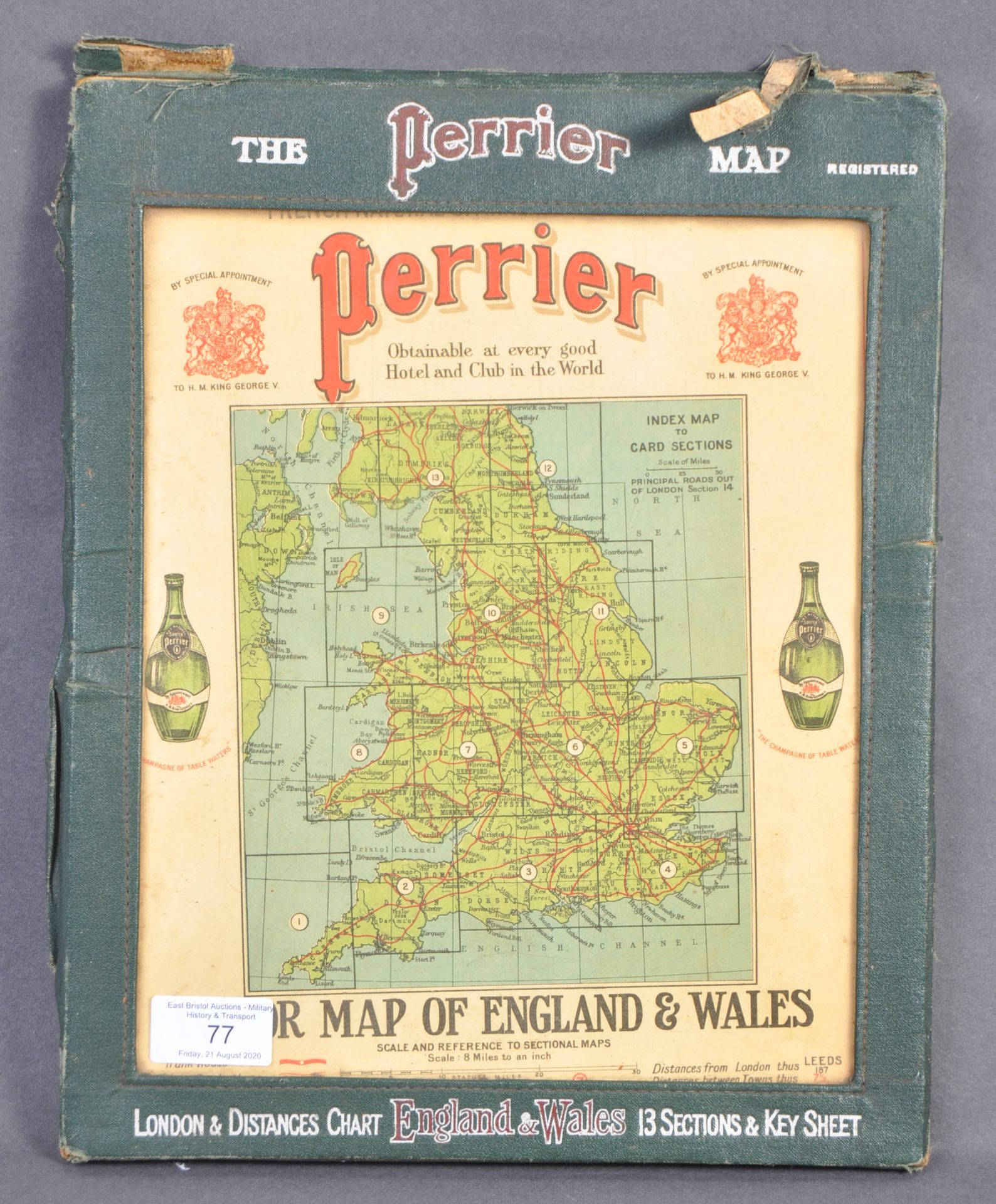 AUTOMOBILIA - RARE 1930'S PERRIER ADVERTISING MAP