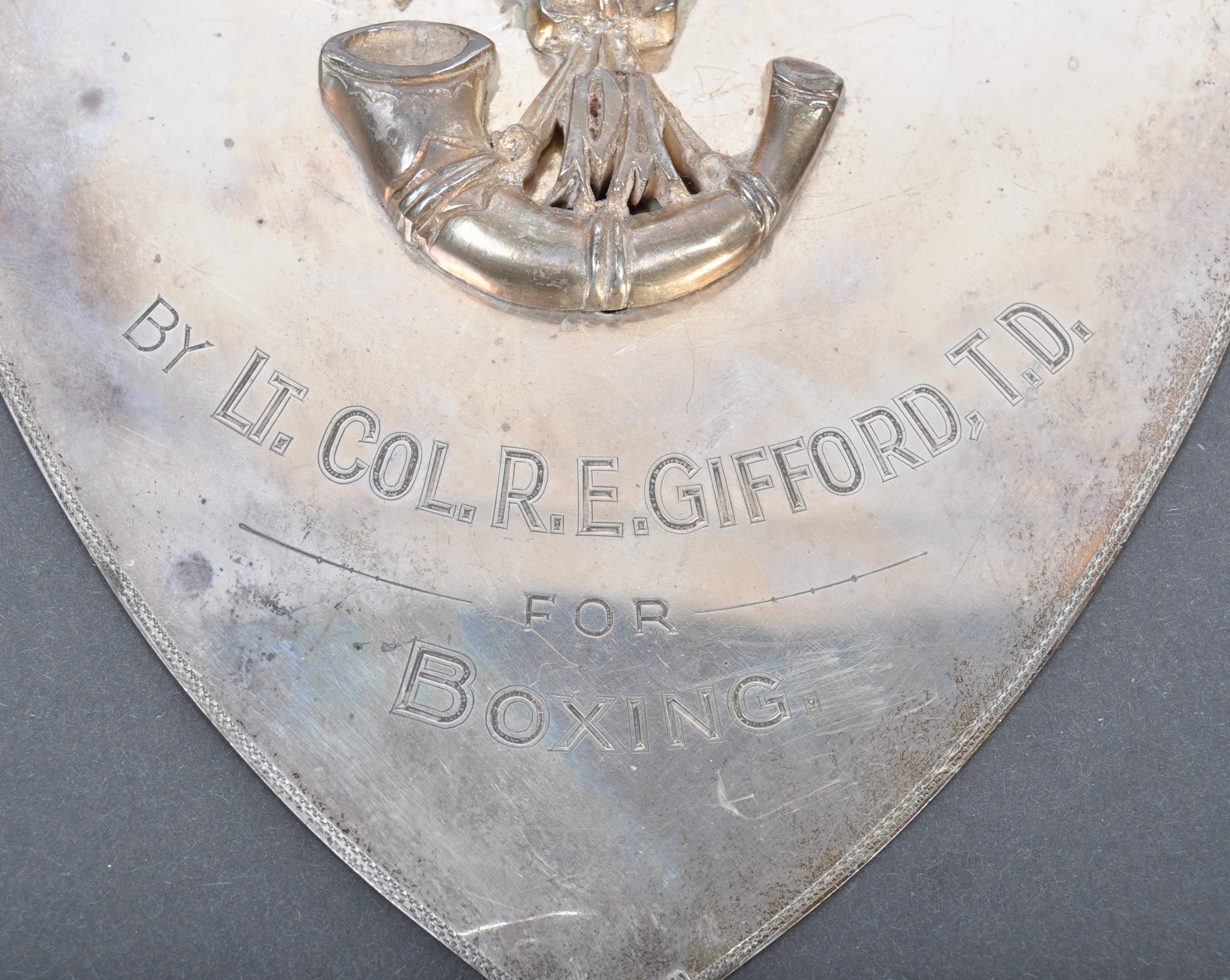 LARGE HALLMARKED SILVER SOMERSET LIGHT INFANTRY BOXING PLAQUE - Image 4 of 6