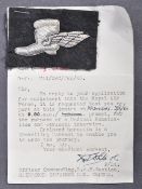 SCARCE WWII ' LATE ARRIVALS CLUB ' CLOTH PATCH & L