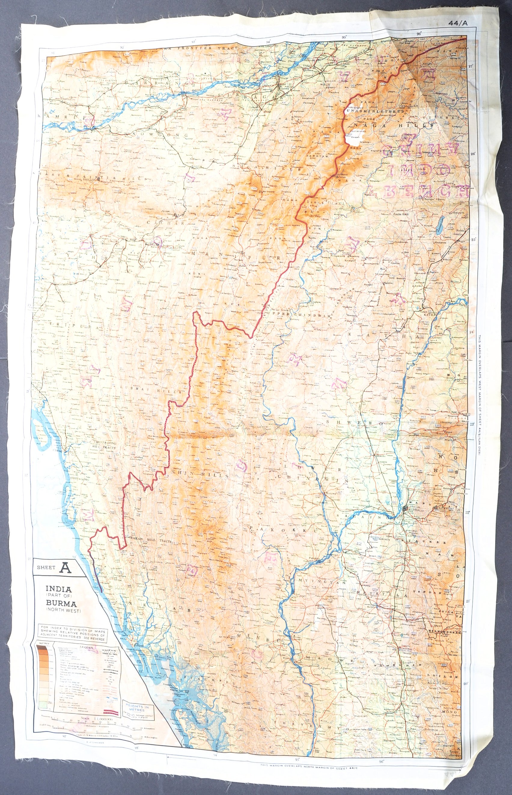 MI9 ESCAPE & EVADE - WWII SILK ESCAPE MAP OF BURMA