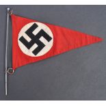 ORIGINAL WWII SECOND WORLD WAR NAZI PARTY CAR PENNANT ON BAR