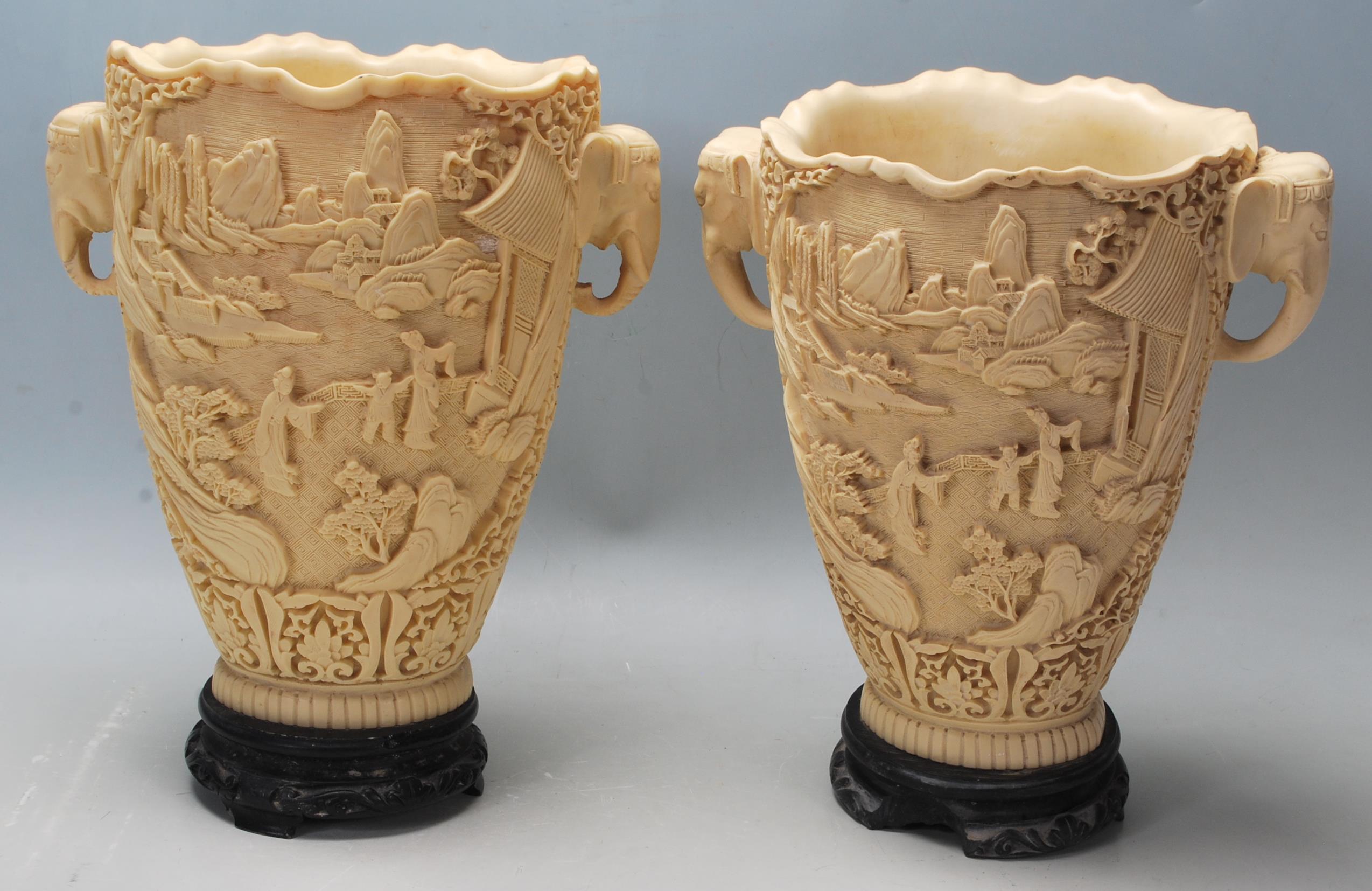 A pair of early 20th Century Chinese resin vases h - Image 3 of 5
