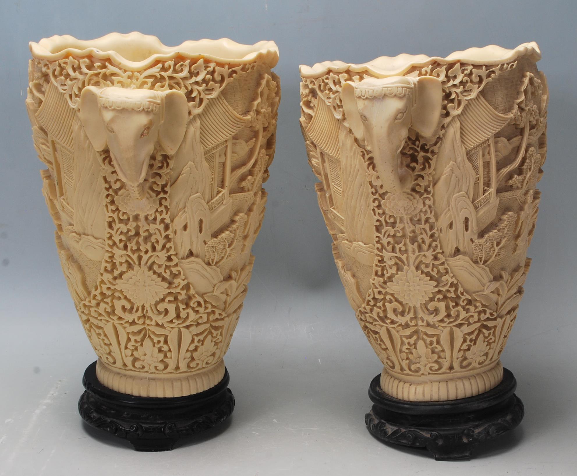 A pair of early 20th Century Chinese resin vases h - Image 2 of 5