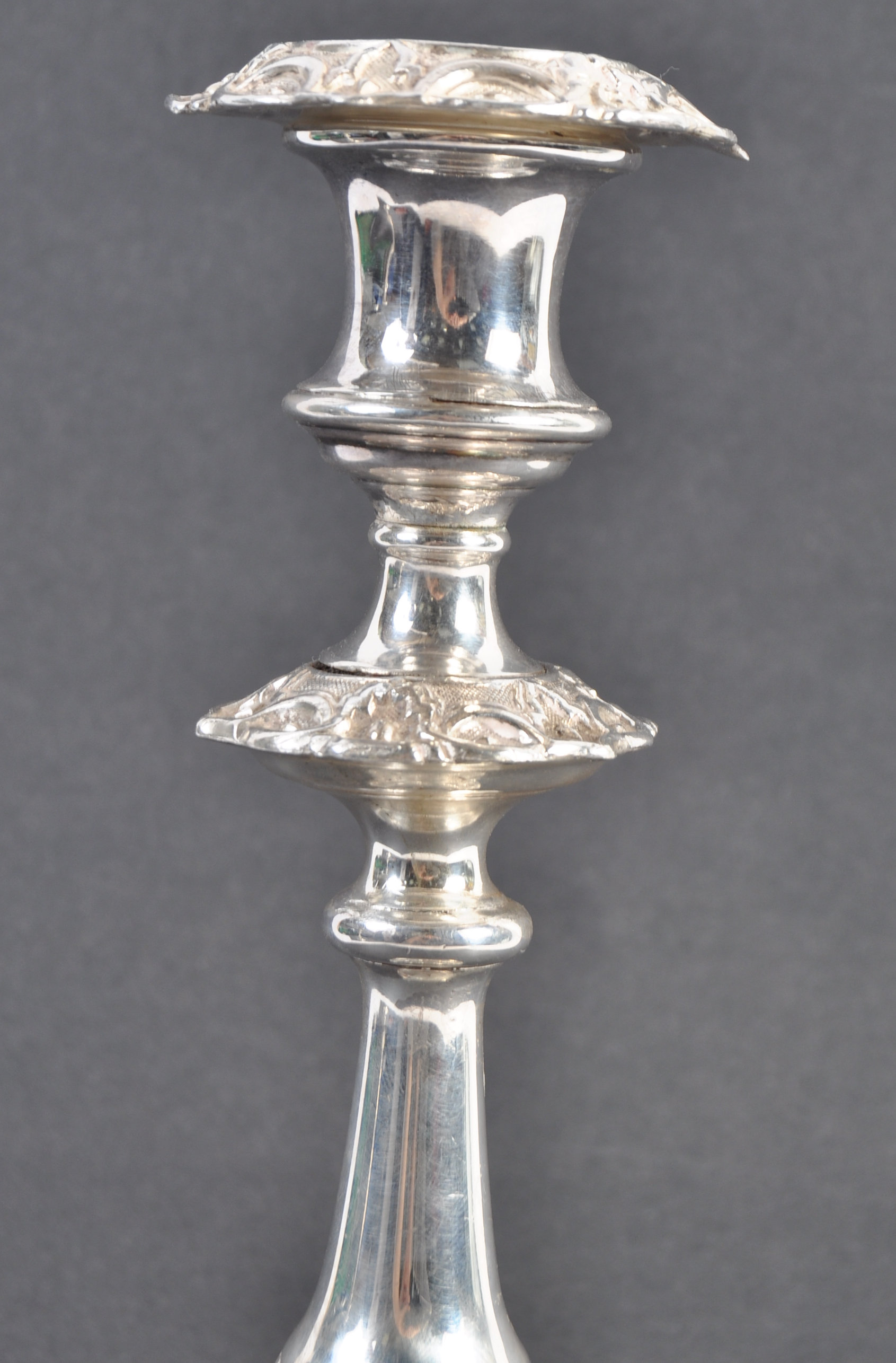 PAIR OF 19TH CENTURY SILVER WARRANTED TABLE CANDLE - Image 3 of 12