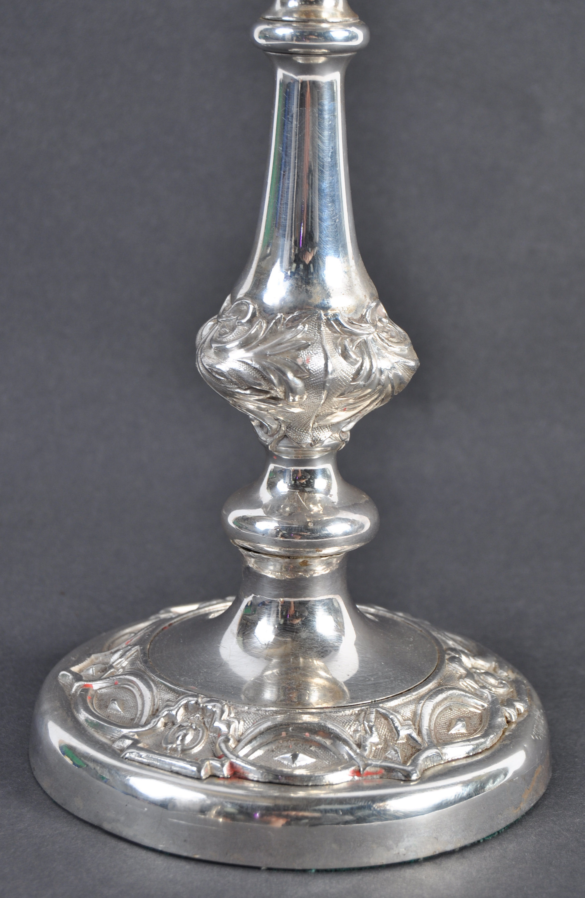 PAIR OF 19TH CENTURY SILVER WARRANTED TABLE CANDLE - Image 6 of 12