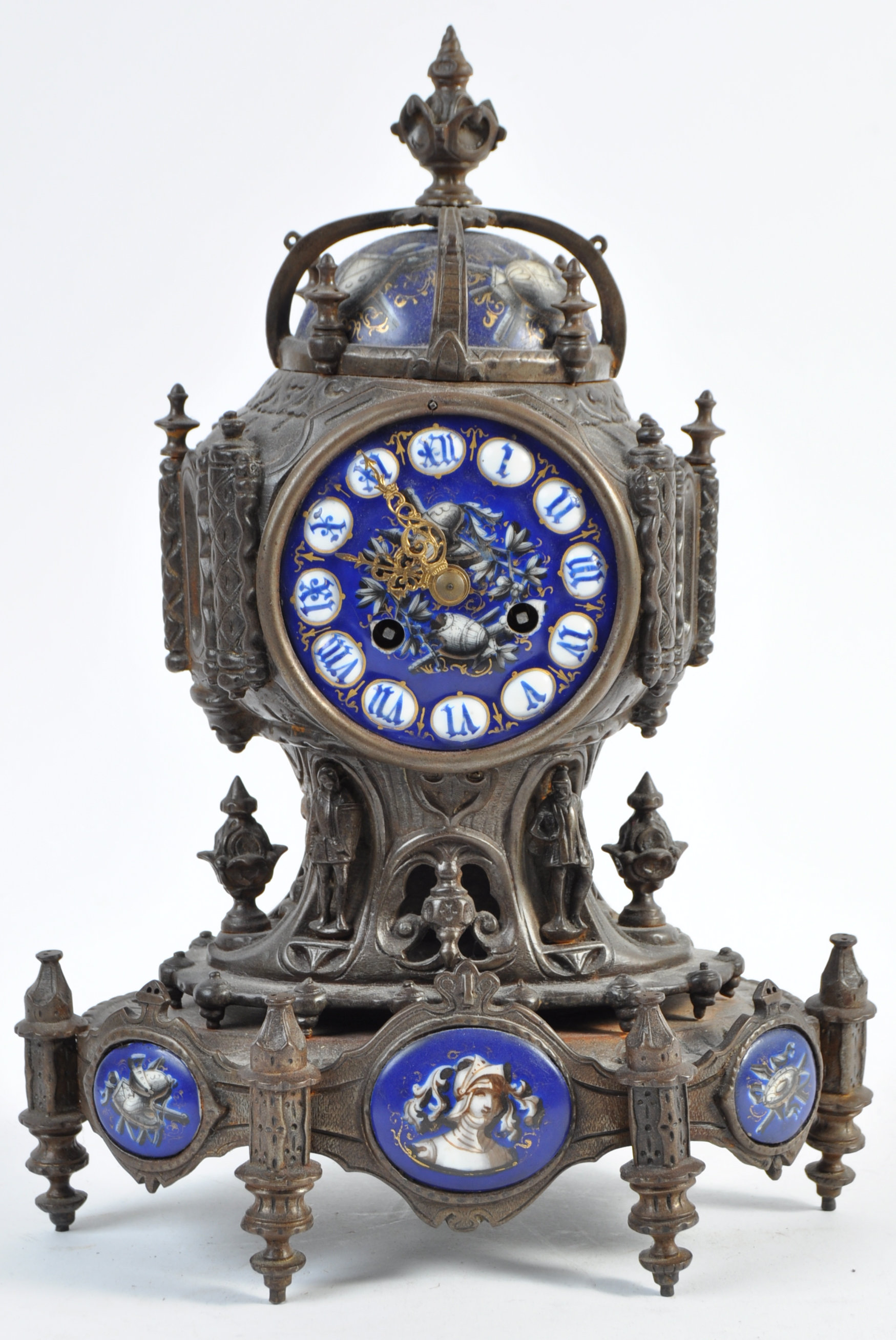 LEROY ET FILS FRENCH ANTIQUE MANTLE CLOCK WITH BLU