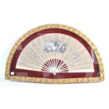 A 19TH CENTURY GEORGIAN PAINTED FAN CONSTRUCTED FR