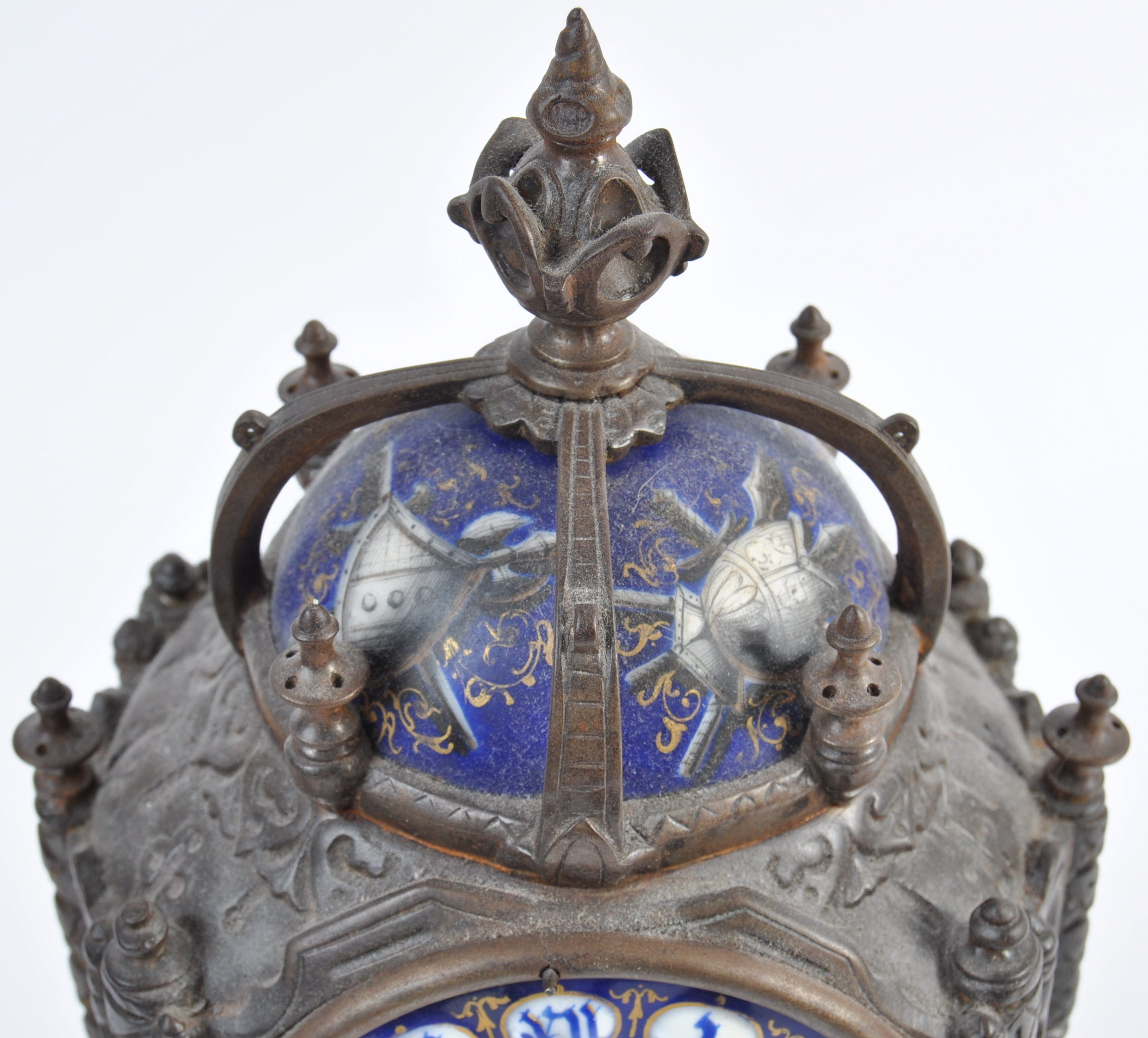 LEROY ET FILS FRENCH ANTIQUE MANTLE CLOCK WITH BLU - Image 13 of 20