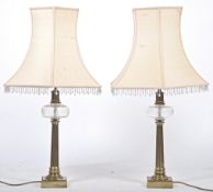 PAIR OF EDWARDIAN OIL LAMP TABLE LIGHT WITH SHADES