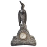 19TH CENTURY CAST METAL KINGFISHER MANTLE CLOCK