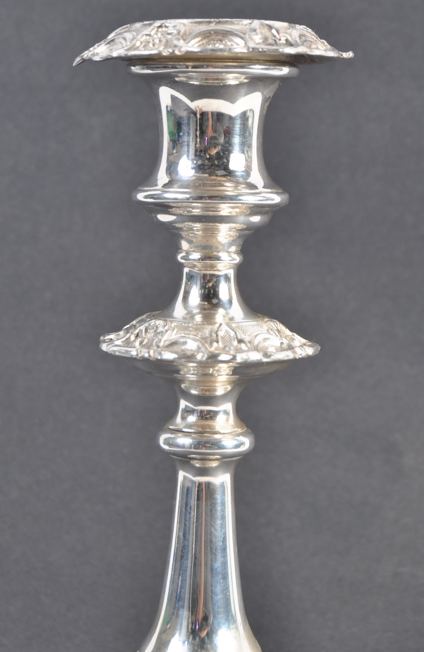 PAIR OF 19TH CENTURY SILVER WARRANTED TABLE CANDLE - Image 10 of 12